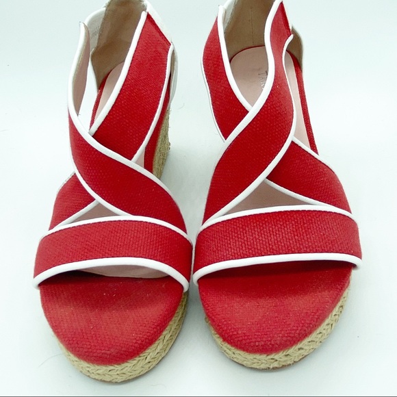 Taryn Rose Like New Red w/ White Trim Rope Wedges - Picture 3 of 9